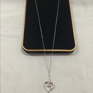 Vintage Macy’s 18 Diamond, Double Heart Pendant Necklace